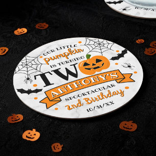 Dessous-de-verre Rond En Papier Petit Citrouille Deux Ans Halloween Deuxième Anniv