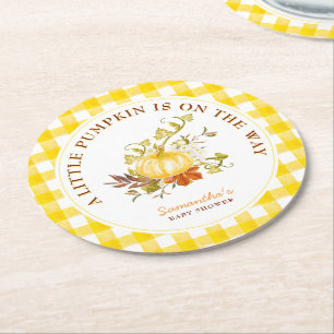Dessous-de-verre Rond En Papier Petit Citrouille en route Baby shower