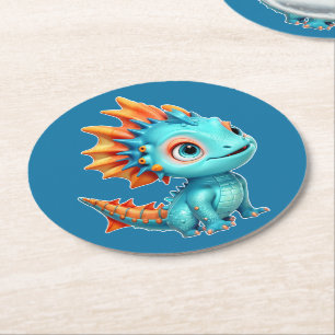 Dessous-de-verre Rond En Papier Petit dragon alien, turc.