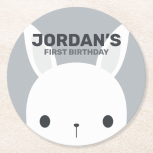 Dessous-de-verre Rond En Papier Petit lapin mignon Anniversaire