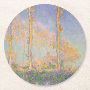 Dessous-de-verre Rond En Papier Peupliers, paysage impressionniste, Claude Monet