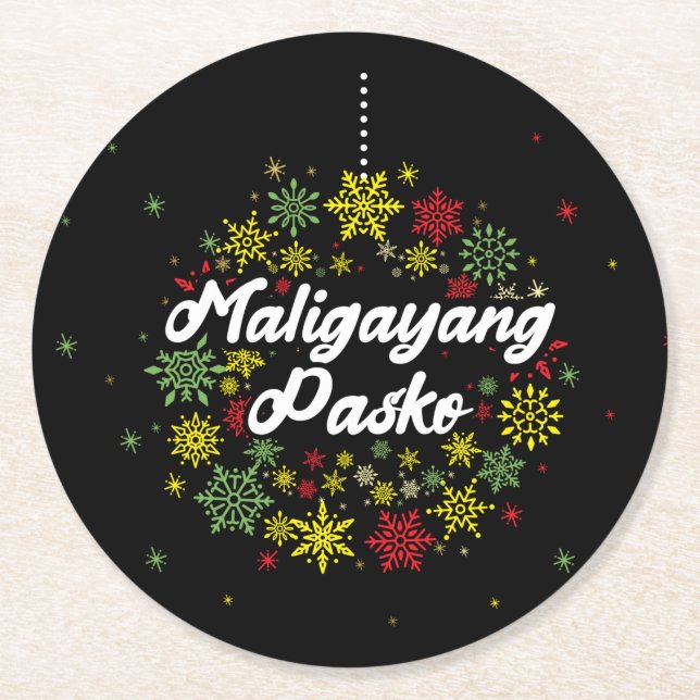 Dessous-de-verre Rond En Papier Philippines Noël Maligayang Pasko Snowflakes (Devant)