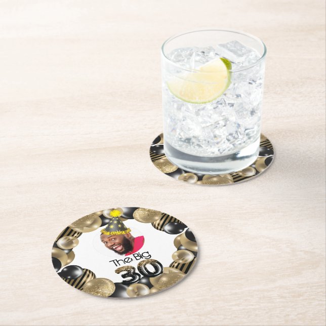 Dessous-de-verre Rond En Papier Photo 30th Birthday Funny (En situation)
