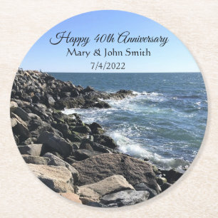 Dessous-de-verre Rond En Papier Photo de Atlantic Ocean Blue 40th Anniversary Roun
