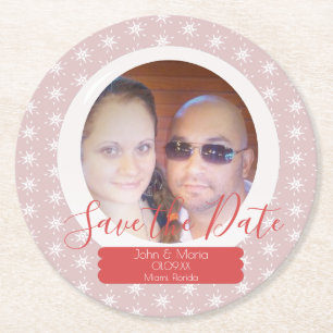 Dessous-de-verre Rond En Papier Photo de boule à neige de Noël Flocons de neige 