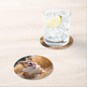 Dessous-de-verre Rond En Papier Photo de compagnie personnalisée