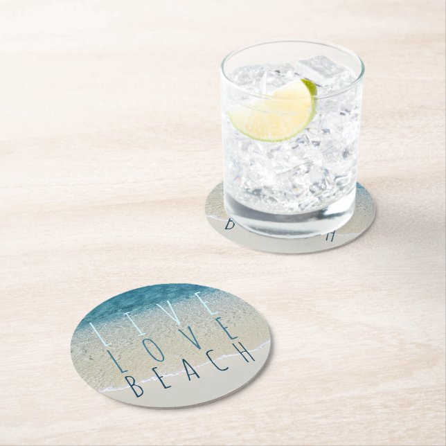 Dessous-de-verre Rond En Papier Photo motivante de vagues de surf d'océan bleu tur (En situation)