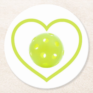 Dessous-de-verre Rond En Papier pickleball amour boule de cornichon jaune