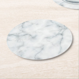 Dessous-de-verre Rond En Papier pierre de marbre blanc