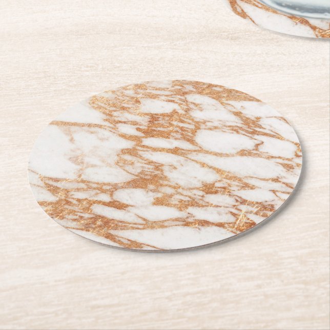 Dessous-de-verre Rond En Papier Pierre de marbre rose (Incliné)