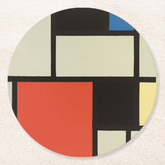 Dessous-de-verre Rond En Papier Piet Mondrian Composition Peinture Abstraite