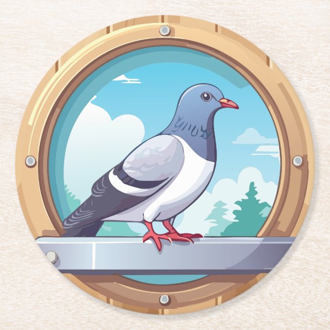 Dessous-de-verre Rond En Papier Pigeon (Devant)