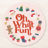 Pink Oh What Fun Christmas Party Dessous de verre