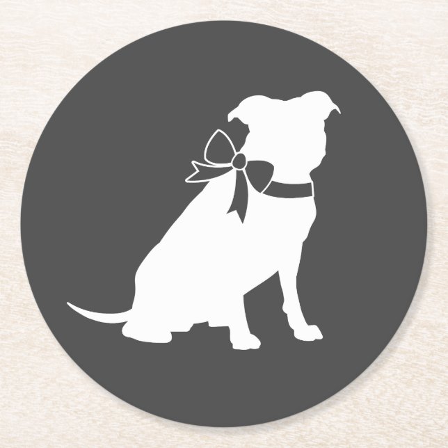 Dessous-de-verre Rond En Papier Pit Bull Dog Baby shower Sexe Neutre (Devant)