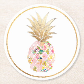 Dessous-de-verre Rond En Papier PixDezines Aloha Ananas/DO-IT-YOURSELF arrière - p