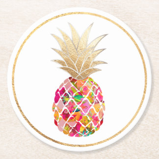 Dessous-de-verre Rond En Papier PixDezines Aloha Ananas/DO-IT-YOURSELF arrière - p