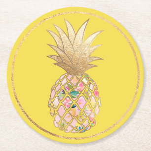 Dessous-de-verre Rond En Papier PixDezines Aloha Ananas/fond DIY