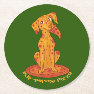 Dessous-de-verre Rond En Papier Pizza Puppy