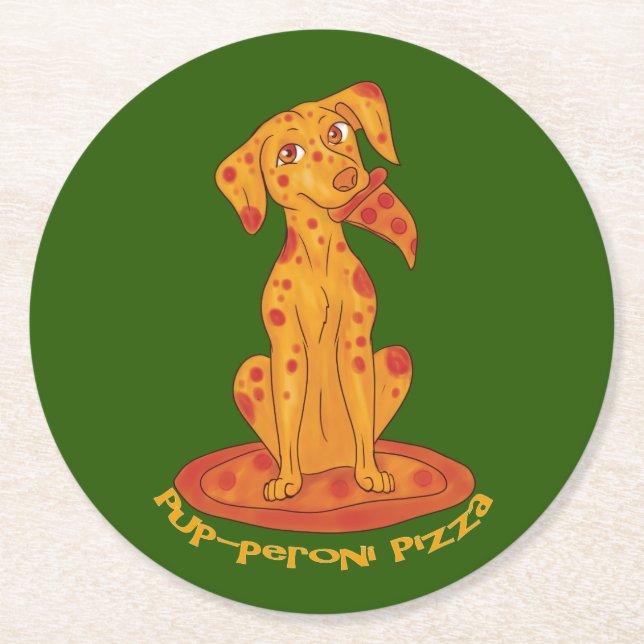 Dessous-de-verre Rond En Papier Pizza Puppy (Devant)