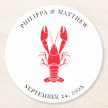 Dessous-de-verre Rond En Papier Plage de homard côtier Boil Mariage Personnalisé<br><div class="desc">Dessous de verre en papier rond de mariage de plage de homard côtier. Personnalisez ceci avec vos noms et date mariage. Cela rend également le cadeau parfait de remise de diplômes, anniversaire, mariage, douche nuptiale, anniversaire, baby shower ou bachelorette pour la personne ou le couple qui aime les célébrations de...</div>