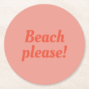 Dessous-de-verre Rond En Papier Plage s'il vous plaît