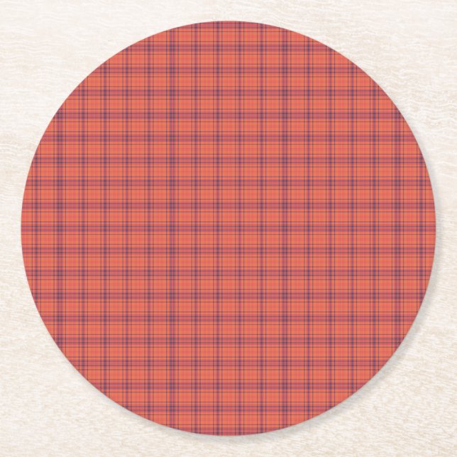 Dessous-de-verre Rond En Papier Plaid orange (Devant)