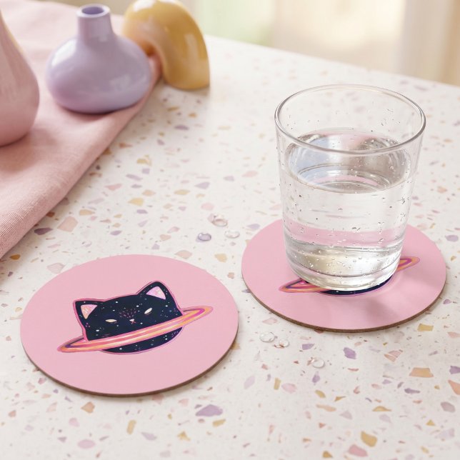 Dessous-de-verre Rond En Papier Planète Chat (Créateur téléchargé)