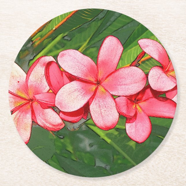 Dessous-de-verre Rond En Papier Plumerias (Devant)