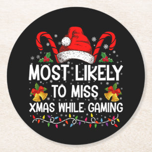 Dessous-de-verre Rond En Papier Plus susceptible de rater Noël en jouant à Christm