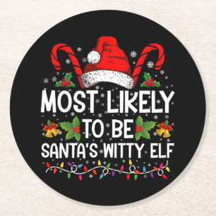 Dessous-de-verre Rond En Papier Plus susceptible d'être le Noël de l'elfe spiritue