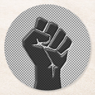 Dessous-de-verre Rond En Papier Poing de solidarité en fibre de carbone