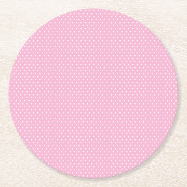 Dessous-de-verre Rond En Papier Point Polka rose (Devant)