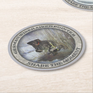 Dessous-de-verre Rond En Papier Pointeur À poils durs allemand