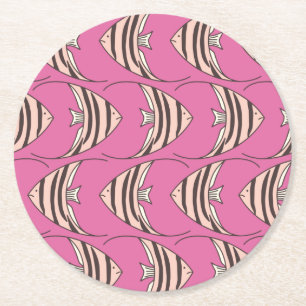 Dessous-de-verre Rond En Papier Poisson rose