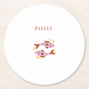 Dessous-de-verre Rond En Papier Poissons roses, zodiaque, impression du signe du z