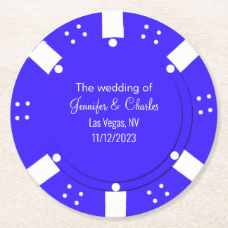 Dessous-de-verre Rond En Papier Poker Chip Casino Dessous de verre Mariage à thème