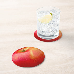 DESSOUS-DE-VERRE ROND EN PAPIER POMME DÉLICIEUSE ROUGE