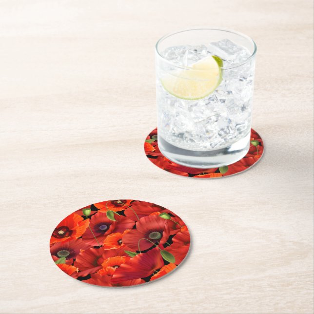 Dessous-de-verre Rond En Papier Poppy (En situation)