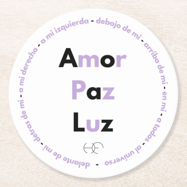 Dessous-de-verre Rond En Papier Porta vasos con Oración Celestial (Devant)