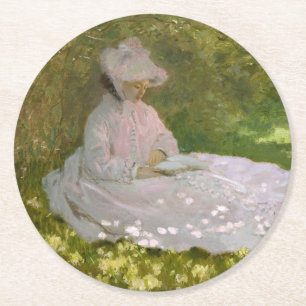 Dessous-de-verre Rond En Papier Portrait impressionniste de printemps, Claude Mone