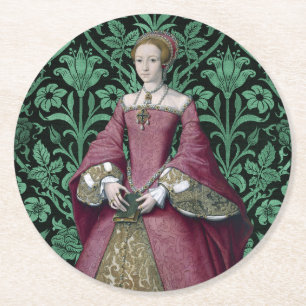 Dessous-de-verre Rond En Papier Portrait Princesse Elizabeth Tudor, Reine
