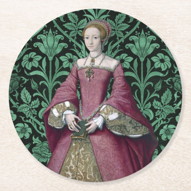Dessous-de-verre Rond En Papier Portrait Princesse Elizabeth Tudor, Reine (Devant)