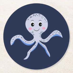 Dessous-de-verre Rond En Papier Poulpe sous le motif enfants de la mer