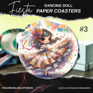 Dessous-de-verre Rond En Papier Poupée dansante Fiesta (#3) Sets de dessous de ve