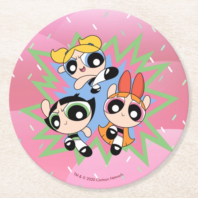 Dessous-de-verre Rond En Papier Powerpuff Girls Powfactor (Devant)