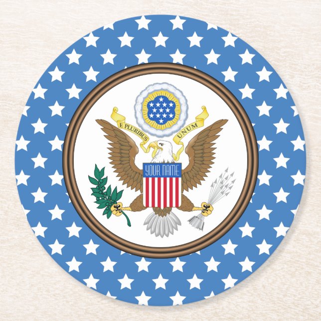 Dessous-de-verre Rond En Papier Presidential Seal Stars Personalize (Devant)