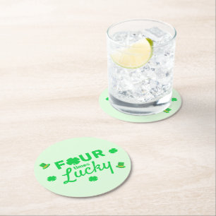 Dessous-de-verre Rond En Papier Quatre fois Lucky 4e anniversaire