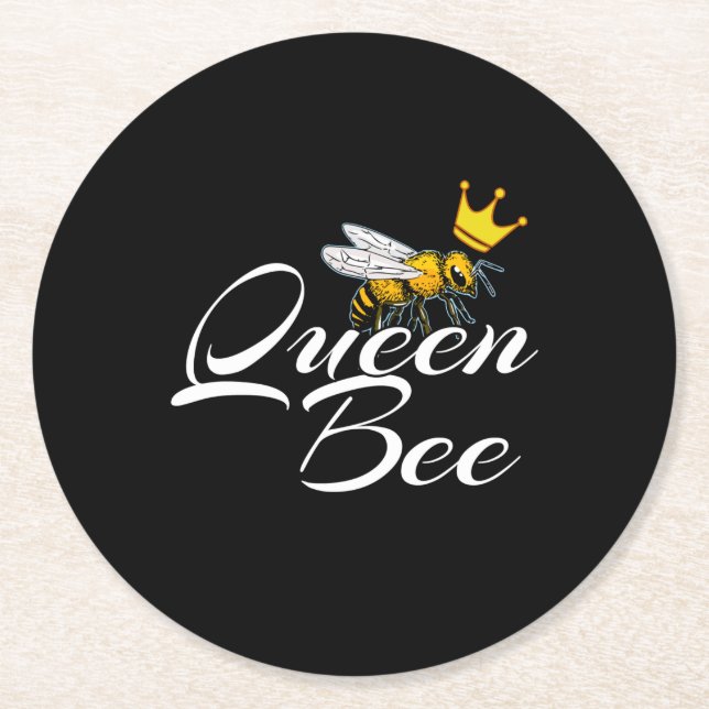 Dessous-de-verre Rond En Papier Queen Bee | Cadeau Pour Femmes | Cadeaux de gardie (Devant)