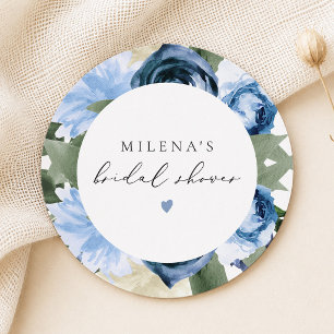 Dessous-de-verre Rond En Papier Quelque chose de bleu pour une fête de mariage