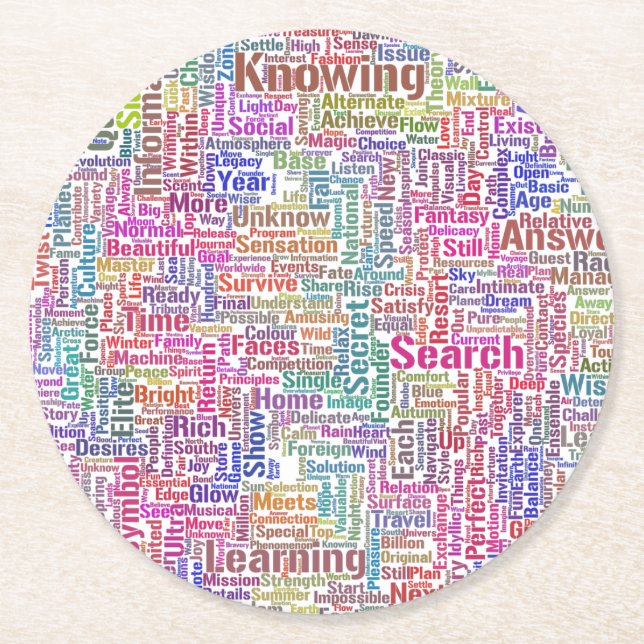 Dessous-de-verre Rond En Papier Question Apprendre Nuage MotssTexte Motif Message (Devant)